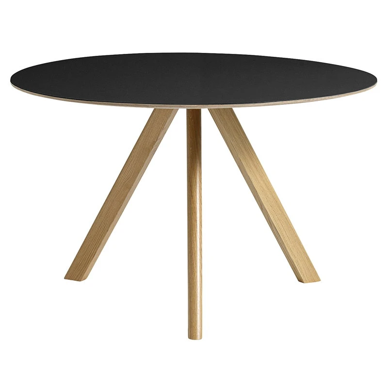 HAY CPH20 Round Table, 120 Cm, Lacquered Oak - Black Lino 3 HAY CPH20 Round Table, 120 Cm, Lacquered Oak - Black Lino