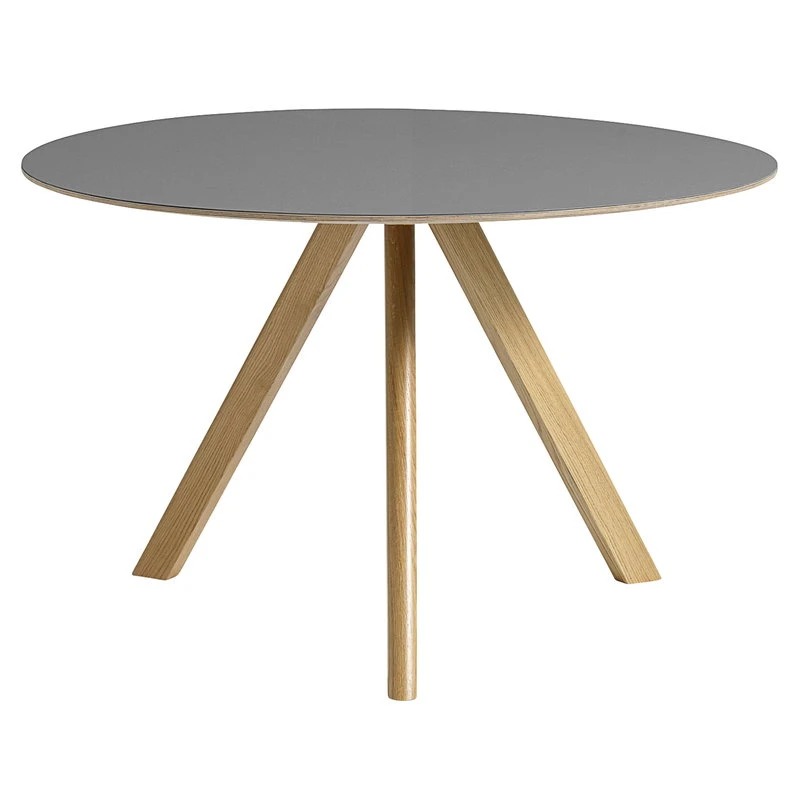 HAY CPH20 Round Table, 120 Cm, Lacquered Oak - Grey Lino 3 HAY CPH20 Round Table, 120 Cm, Lacquered Oak - Grey Lino