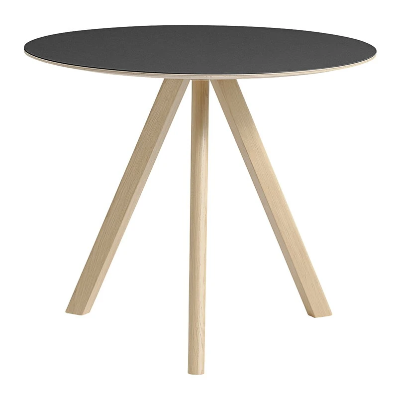 HAY CPH20 Round Table, 90 Cm, Lacquered Oak - Black Lino 3 HAY CPH20 Round Table, 90 Cm, Lacquered Oak - Black Lino