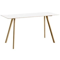 HAY CPH30 Table, 200 X 80 Cm, High, Lacquered Oak - Off White Lino