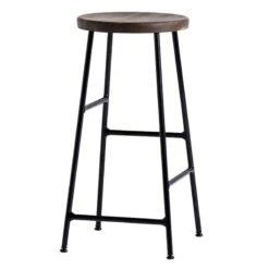 HAY Cornet Bar Stool, Low, Black - Smoked Oak