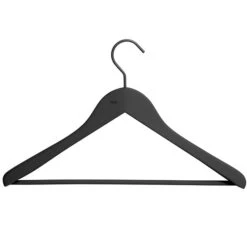 HAY Soft Coat Hanger With Bar, Wide, Black, 4 Pcs