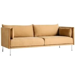 HAY Silhouette Sofa 3-seater, Linara 142/Sense Cognac - Chrome