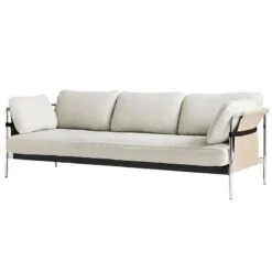 HAY Can Sofa, 3-seater, Linara 311 - Natural Canvas - Chrome Frame