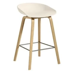 HAY About A Stool AAS32, 65 Cm, Lacquered Oak - Cream White