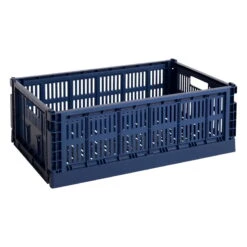 HAY Colour Crate, L, Recycled Plastic, Dark Blue