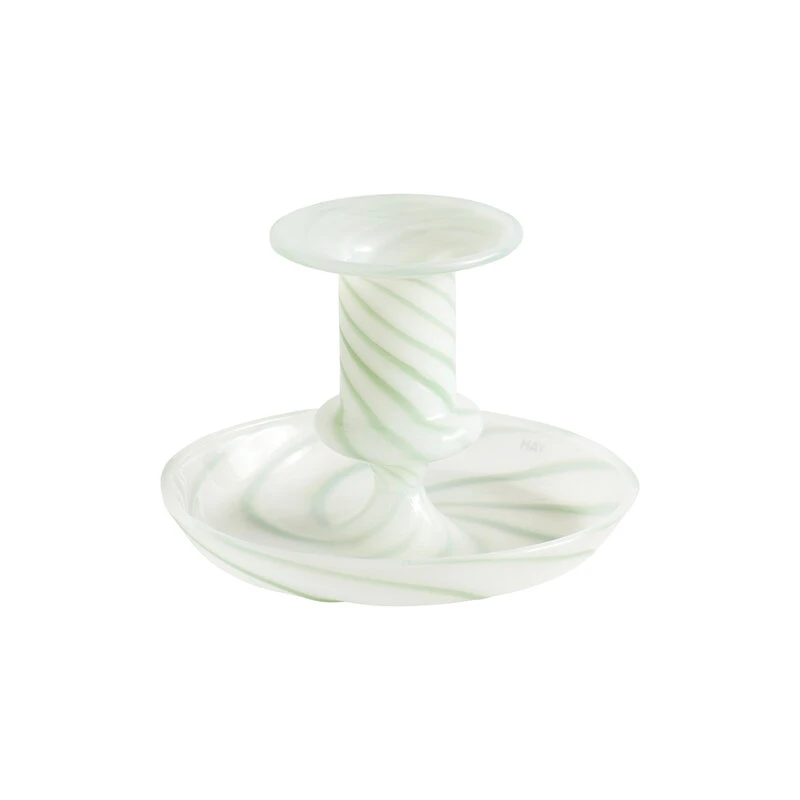 HAY Flare Stripe Milk Candleholder, Green 3 HAY Flare Stripe Milk Candleholder, Green