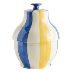 HAY Sobremesa Stripe Cookie Jar, Blue - Yellow