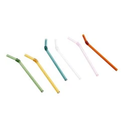 HAY Sip Swirl Straws, 6 Pcs, Glass