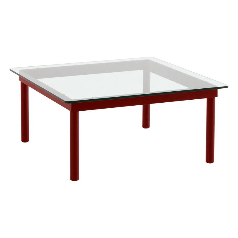 HAY Kofi Table 80 X 80 Cm, Barn Red Lacquered Oak - Clear Glass 3 HAY Kofi Table 80 X 80 Cm, Barn Red Lacquered Oak - Clear Glass