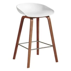 HAY About A Stool AAS32, 65 Cm, Lacquered Walnut - White