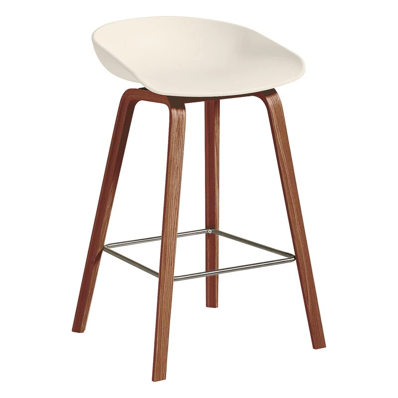 HAY About A Stool AAS32, 65 Cm, Lacquered Walnut - Cream White 3 HAY About A Stool AAS32, 65 Cm, Lacquered Walnut - Cream White