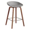 HAY About A Stool AAS32, 65 Cm, Lacquered Walnut - Concrete Grey -Finnishdesignshop 943509 AAS 32 H65 concrete grey shell wb lacquer walnut base stainless steel footrest