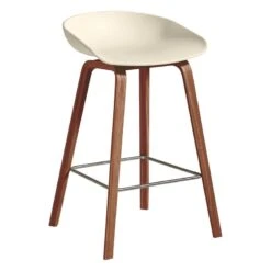 HAY About A Stool AAS32 Eco, 65 Cm, Lacquered Walnut - Cream White