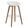 HAY About A Stool AAS32 Eco, 75 Cm, Lacquered Walnut - White -Finnishdesignshop 943649 AAS 32 Eco H75 eco white shell wb lacquer walnut base stainless steel footrest