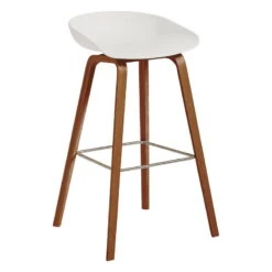 HAY About A Stool AAS32 Eco, 75 Cm, Lacquered Walnut - White