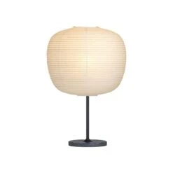 HAY Common Table Lamp Base, Soft Black - Black Terrazzo -Finnishdesignshop 9452112009000 Common Table lamp base soft black steel stem and black terrazzo base Peach shade on