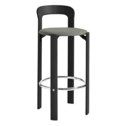 HAY Rey Bar Chair, 75 Cm, Deep Black - Black Grey Steelcut Trio 124