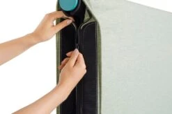 HAY Tamoto Bed, 160 X 200 Cm, Mint Turquoise - Metaphor 023 -Finnishdesignshop 946543 Tamoto Bed W160xL200 headboard Metaphor 023 and mint turquoise powder coated frame detail 02