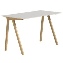 HAY CPH90 Desk, Lacquered Oak - Off White Lino