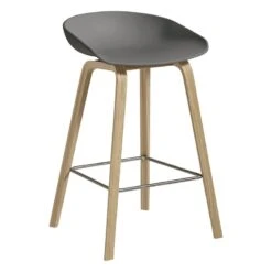 HAY About A Stool AAS32, 65 Cm, Lacquered Oak - Grey