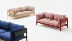 HAY Arbour Eco 2-seater Sofa, Steelcut Trio 796 - Oak -Finnishdesignshop Arbour 2 Seater Re wool 648 wine red wb lacquer beech Arbour 2 Seater Linen Grid dark beige oiled waxed oak 2