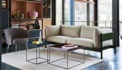 HAY Tray Table Medium Square, Deep Blue -Finnishdesignshop Arbour 3 Seater Hallingdal 220 bottle green water based lacquer beech base Tray Table deep blue high gloss chocolate high gloss