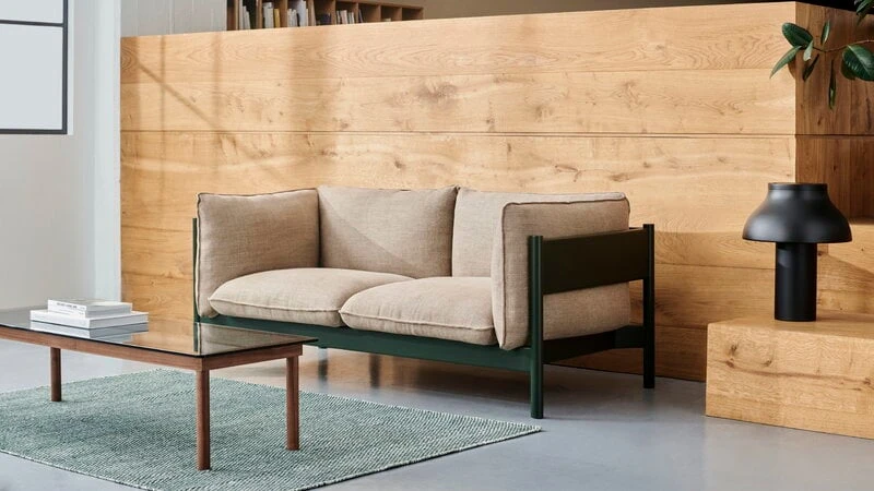 HAY Kofi Table 140 X 50 Cm, Lacquered Walnut - Clear Glass - Image 3