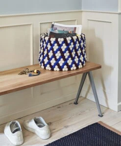 HAY Bead Basket, 40 Cm, Burgundy Basket Weave -Finnishdesignshop Bead Basket burgundy basket weave Bias Rug dark blue