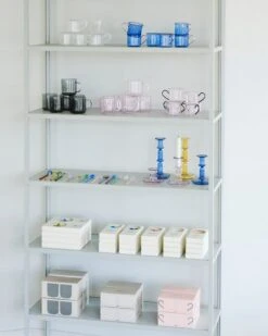 HAY Glass Cup, 2 Pcs, Pink With Grey Handle -Finnishdesignshop Borosilicate family Flare family Glass Spoons family 1