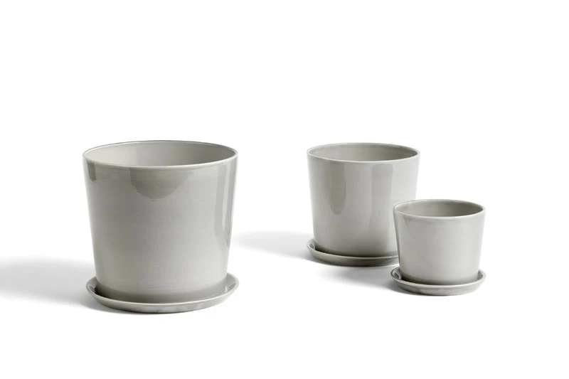 HAY Botanical Family Pot And Saucer, M, Light Grey 4 HAY Botanical Family Pot And Saucer, M, Light Grey - Image 2