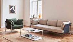 HAY Eiffel Coffee Table, Rectangle, 110 X 50 Cm, Warm Sand -Finnishdesignshop CAN 1 Seater Steelcut 975 chrome frame black canvas CAN 3 Seater Ruskin 05 chrome frame black canvas Eiffel Coffee Table 1