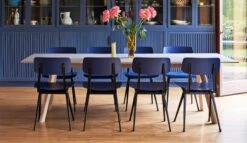 HAY Result Chair, Black - Dark Blue -Finnishdesignshop CPH 30 Extendable wb lacquer oak grey lino Result Chair dark blue wb lacquer oak seat and back Bottoms Up Vase
