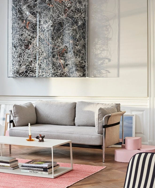 HAY Can Sofa, 3-seater, Linara 311 - Natural Canvas - Chrome Frame 4 HAY Can Sofa, 3-seater, Linara 311 - Natural Canvas - Chrome Frame - Image 2