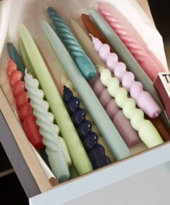 HAY Spiral Candles, Set Of 6, Mint - Citrus - Burgundy -Finnishdesignshop Candle Spiral Candle Twist Candle Conical