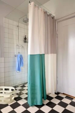 HAY Check Shower Curtain Ring Set, 12 Pcs, Chrome -Finnishdesignshop Check Shower Curtain green Basket S soft yellow Mono Bath Towel sky blue