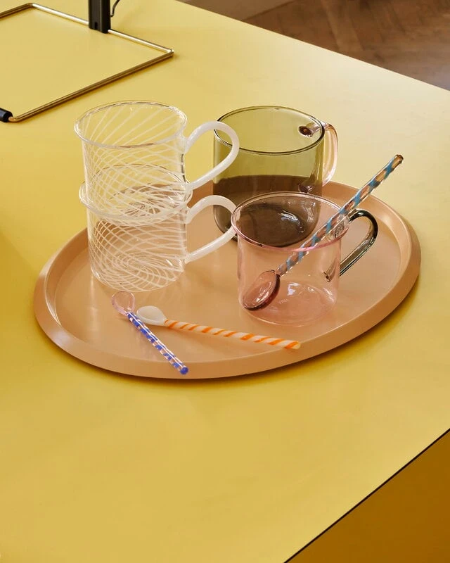 HAY Glass Cup, 2 Pcs, Pink With Grey Handle - Image 2