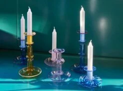 HAY Flare Stripe Candleholder, Pink - White -Finnishdesignshop Flare family 05