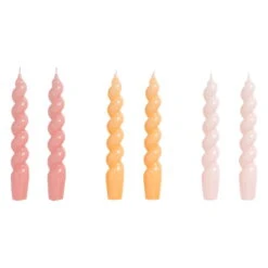 HAY Spiral Candles, Set Of 6, Dark Rose - Dark Peach - L. Rose