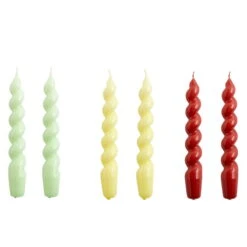 HAY Spiral Candles, Set Of 6, Mint - Citrus - Burgundy