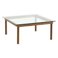 HAY Kofi Table 80 X 80 Cm, Lacquered Walnut - Clear Glass