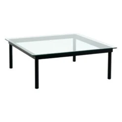 HAY Kofi Table 100 X 100 Cm, Black Lacquered Oak - Clear Glass