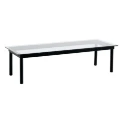 HAY Kofi Table 140 X 50 Cm, Black Lacquered Oak - Clear Glass
