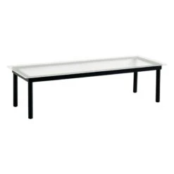 HAY Kofi Table 140 X 50 Cm, Black Lacquered Oak - Reeded Glass
