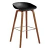 HAY About A Stool AAS32 Eco, 75 Cm, Lacquered Walnut - Black -Finnishdesignshop HA943647 AAS 32 Eco H75 eco black shell wb lacquer walnut base stainless steel footrest