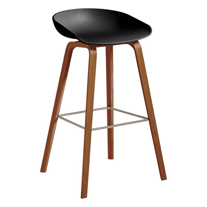 HAY About A Stool AAS32 Eco, 75 Cm, Lacquered Walnut - Black 3 HAY About A Stool AAS32 Eco, 75 Cm, Lacquered Walnut - Black