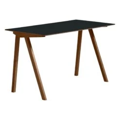 HAY CPH90 Desk, Lacquered Walnut - Dark Grey Lino