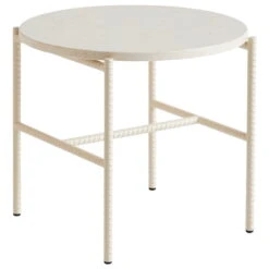 HAY Rebar Side Table, 45 Cm, Alabaster - Beige Marble