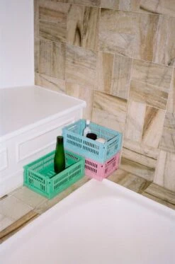 HAY Colour Crate, S, Recycled Plastic, Dark Mint -Finnishdesignshop HAY Colour Crate dark mint dusty rose light blue