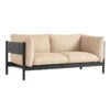 HAY Arbour 2-seater, Linen Grid Dk Beige - Black Beech